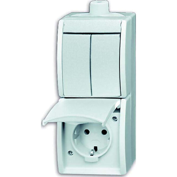 Busch-Jaeger Kombination SCHUKO Steckdose, mit Wipp. 2601/5/20EW-54-503